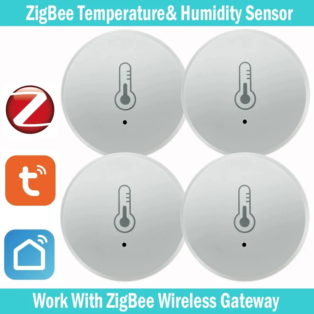 Tuya Zigbee temperatuur- en vochtigheidssensor Spraakbesturing Intelligente thuishygrometer Real-time monitoring Stem zonder batterij - afbeelding 1