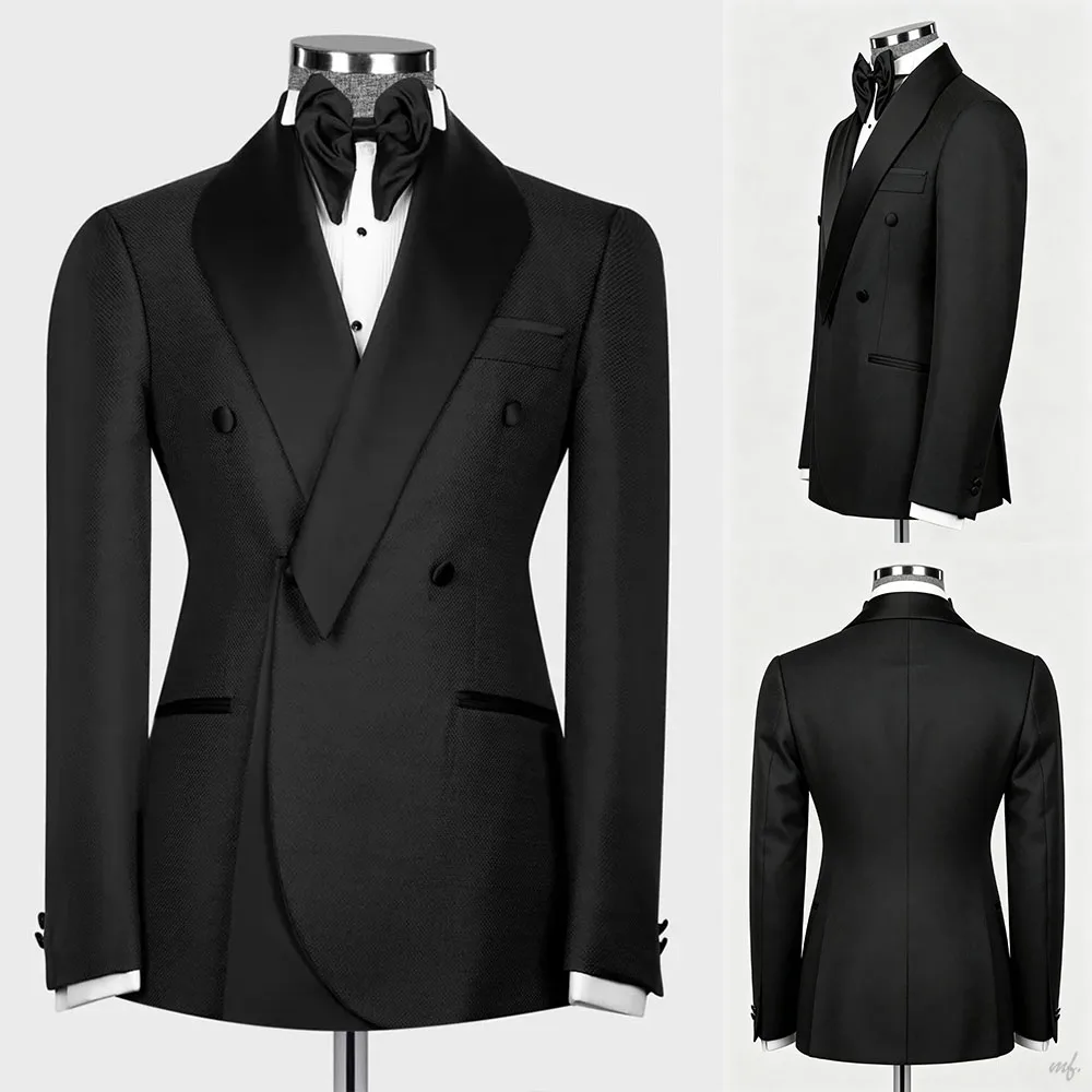 

Leisure Men's Suit 2 Pieces Blazer Pants Bow Collar Solid Color Slim Fit Wedding Tuxedos Work Business Formal Customized