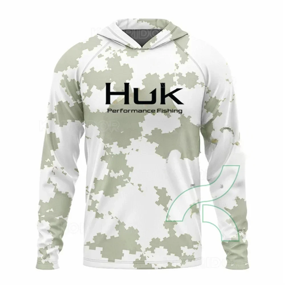 

HUK Fishing Shirt Camouflage Hoodie T-shirts Summer Sun Protection Fishing Clothes Men Ropa De Pesca Breathable Anti-UV Jerseys