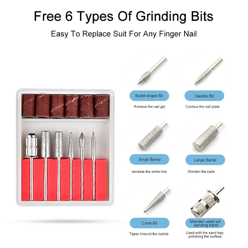 45000RPM Professional Manicure Drill Machine Electric Nail Lathe Sander File for Gel Nails Polishing Home Manicure Salon Tools