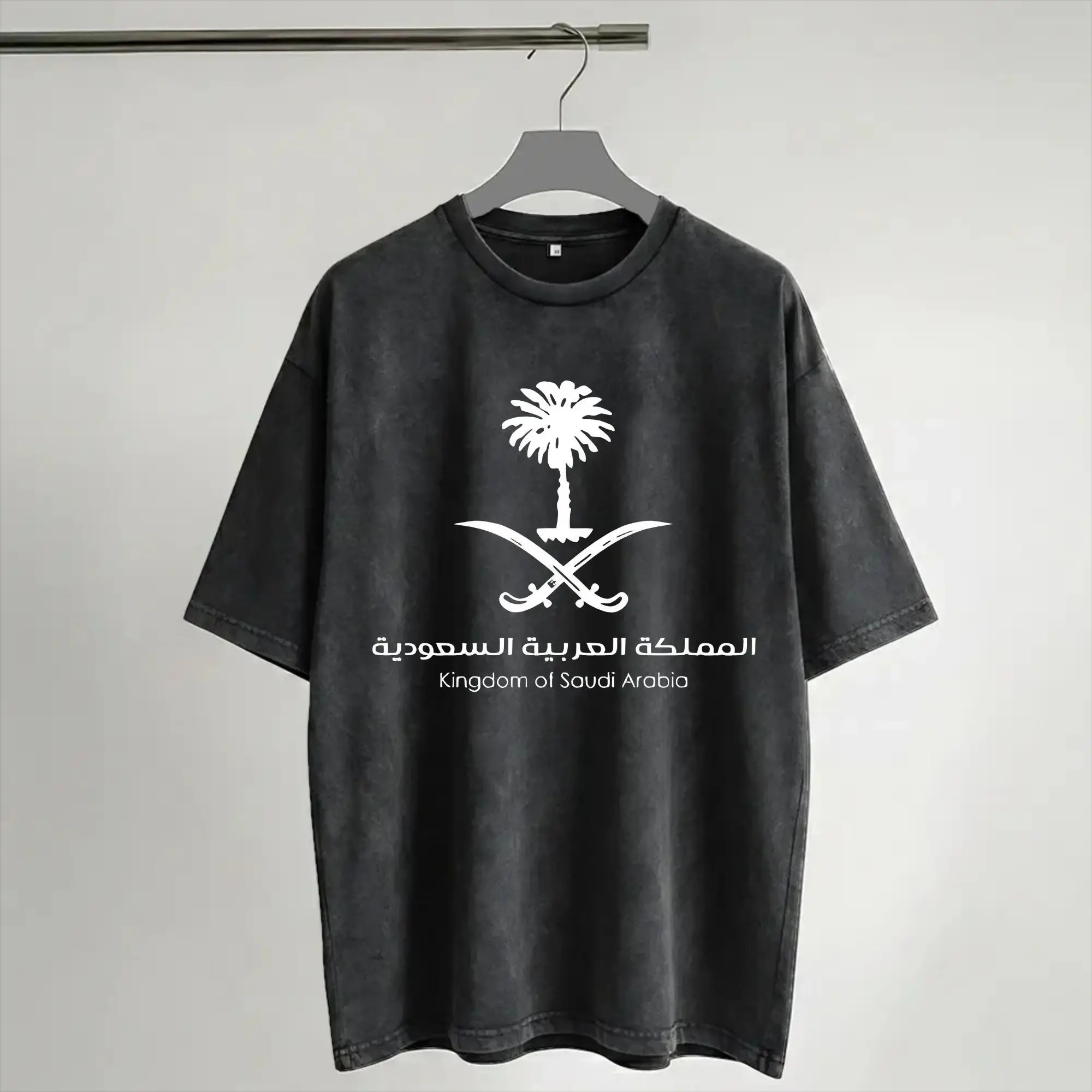 Graphic Printed Kingdom Of Saudi Arabia Saudi national day  Washed Shirt Outfit Harajuku T-Shirts  for Men Women Tees