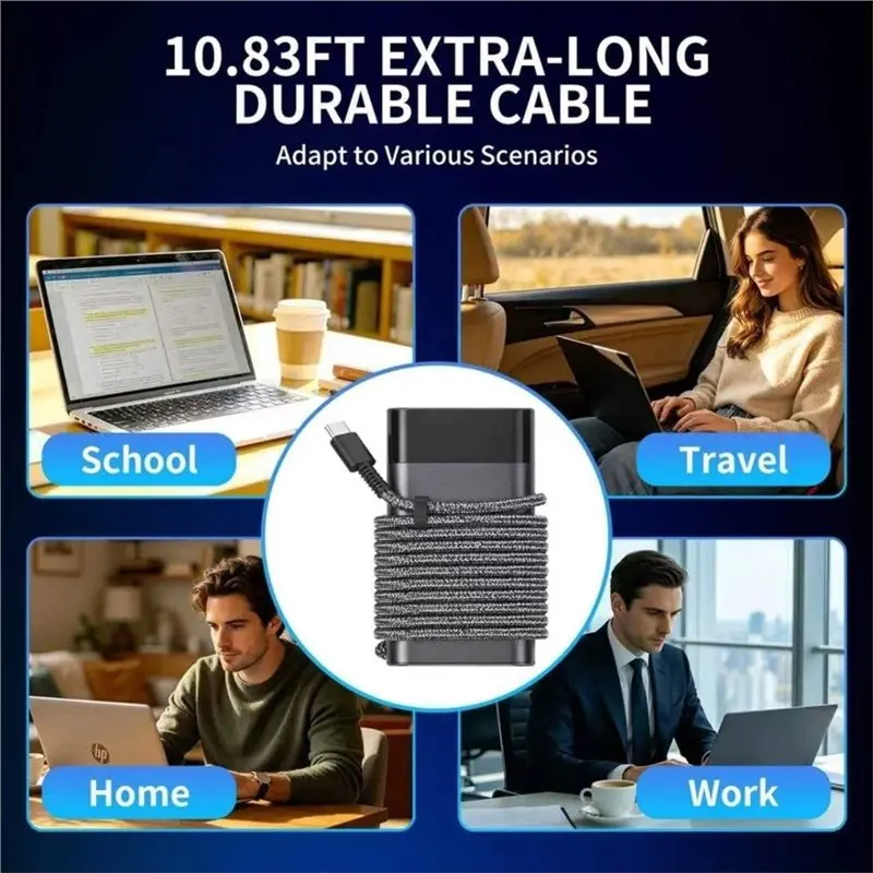 USB C Laptop Charger 65W For HP Elitebook,Probook Pavilion, For Omnibook,Elite X2,For Spectre,Envy X360, US Plug