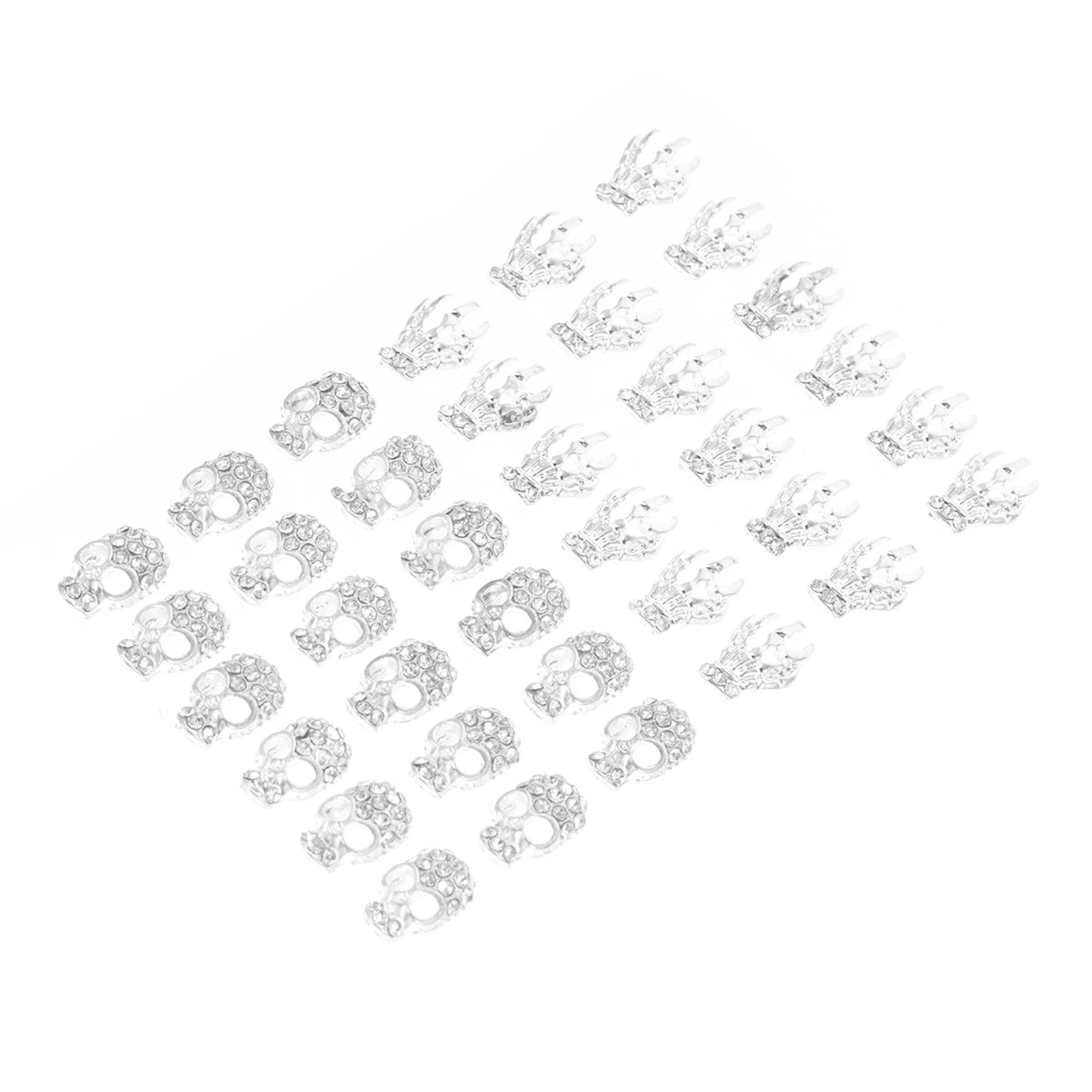 40 個スカルヘッドアート装飾金属合金マイクロインレイダイヤモンドステッカーマニキュア Diy ネイルチャーム爪デカールネイル