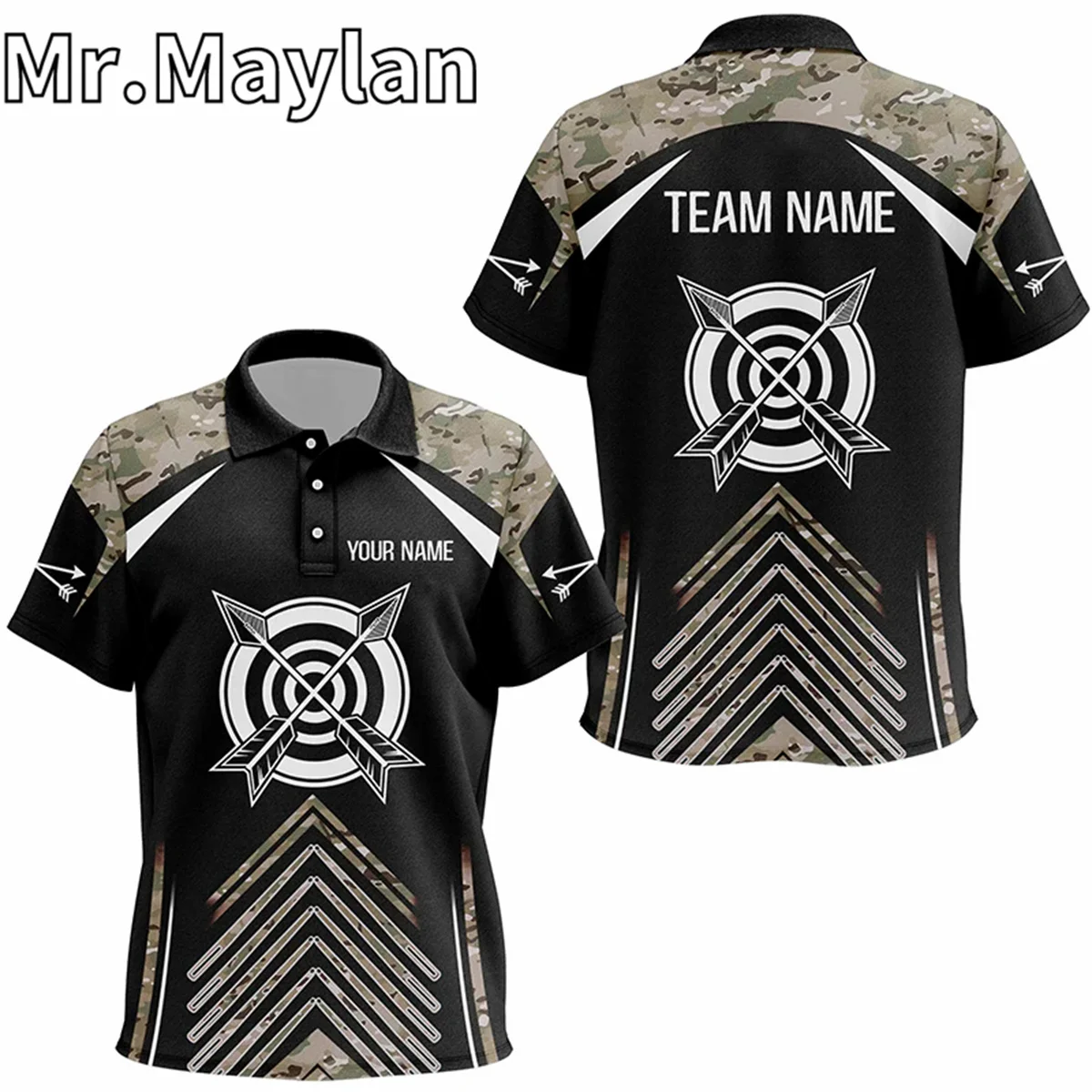 3D Personalized Camouflage 3D Target Archery Sports Polo Shirt For Men Custom Arrows Archery Team Shirts Gift For Archery Lovers