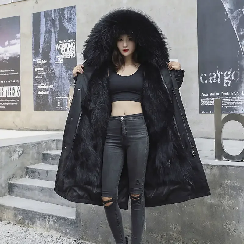 Woman Parkas Super Hot Winter Women's Coat Faux Fur Coat Long Coat Thicken Women's Overcoat Detachable Inner Tank