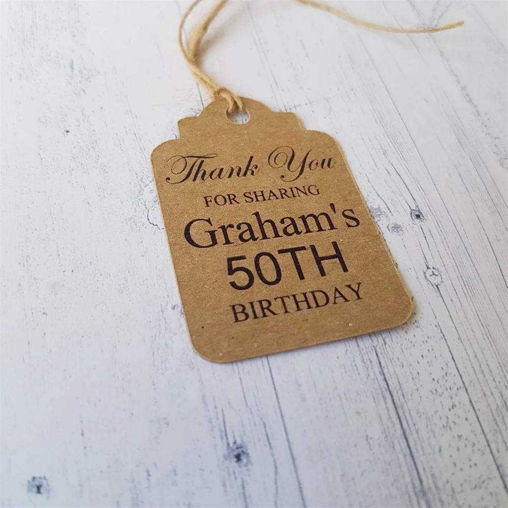 50pcs Brithday Party Gift Tags, Personalised Birthday Celebrations Party Bag labels, Thank You For Sharing My Birthday