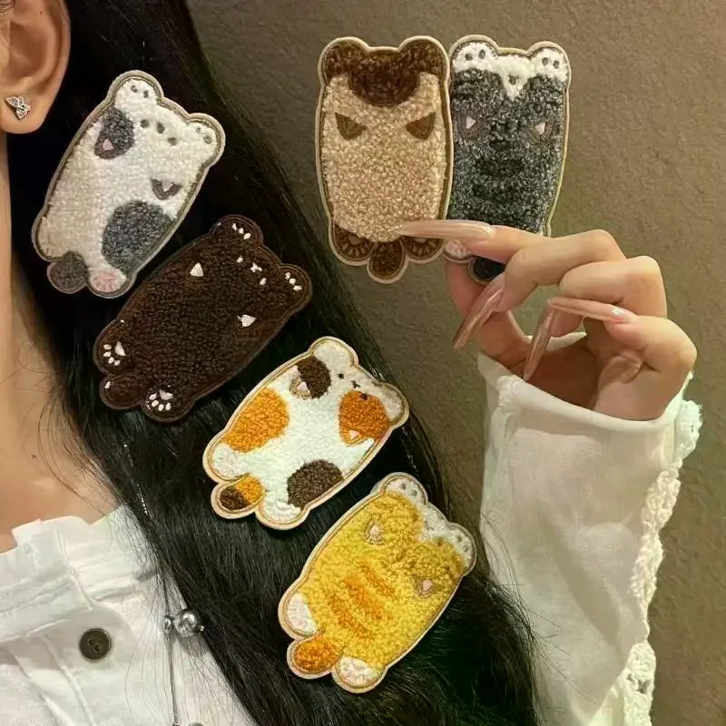 Cute Crouching Cat Series Bangs Magic Paste Hair Sticker Women Hair Styling Tool 1/6pcs