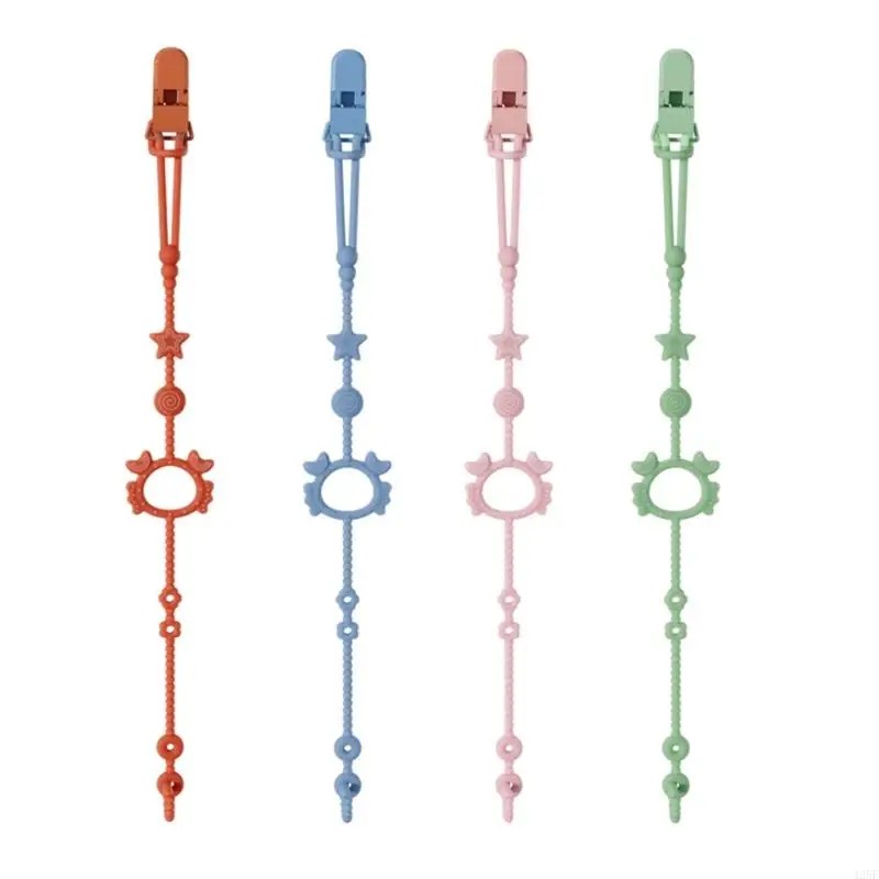 

Silicone Pacifier Chain Adjustable Teething Toy Strap Bracelet Drop-proof Baby Pacifier Clip Rope Toddler Essential 425F