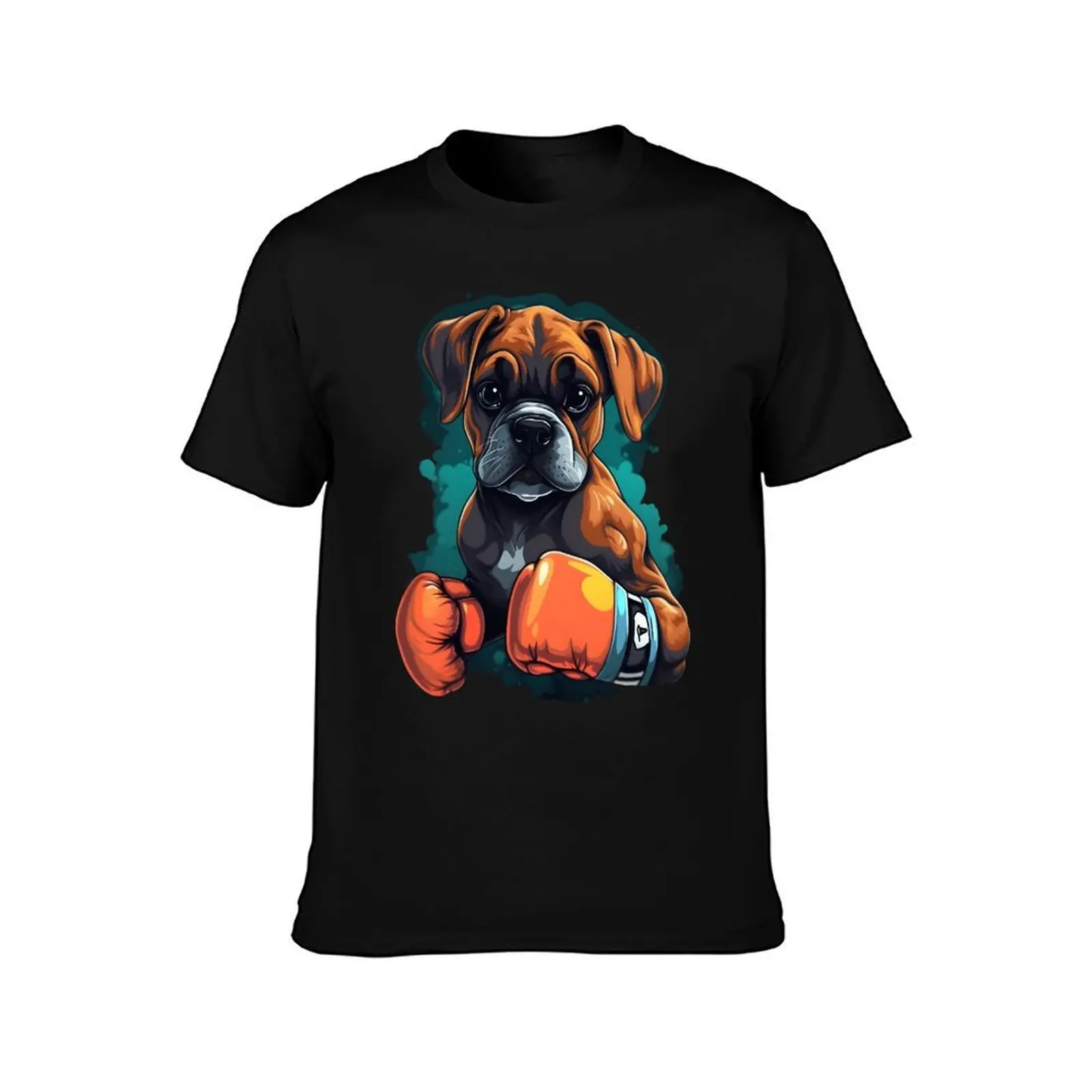 Boxer Puppy 03 T-Shirt, Summer Casual Cotton Tee, Oversized Streetwear Tops, Vintage Graphic Print, Loose Fit Short Sleeve