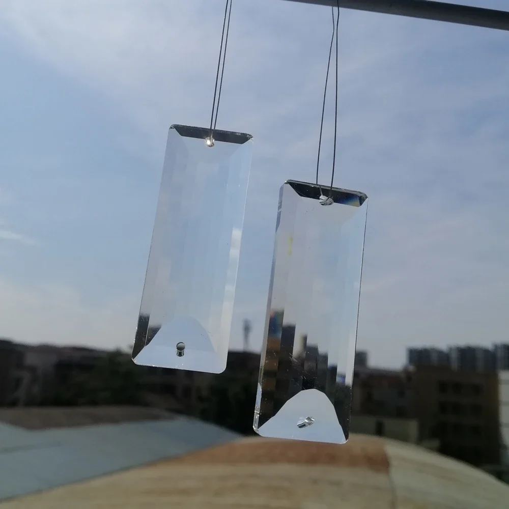 

Camel 2PCS 63mm 2 Holes Clear Long Faceted Drop Crystal Pendant Prisms Hanging SunCatcher Chandelier Lamp Lighting Parts Home