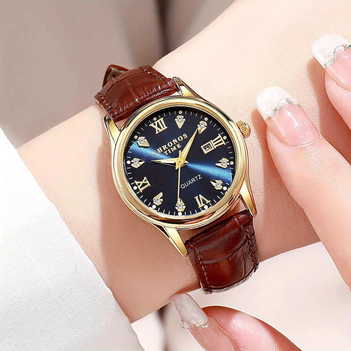 CHRONOS Elegant Quartz Watch for Women Luxury Ladies Waterproof Fashion Casual Dress Wristwatch Leather Date Watches reloj+box