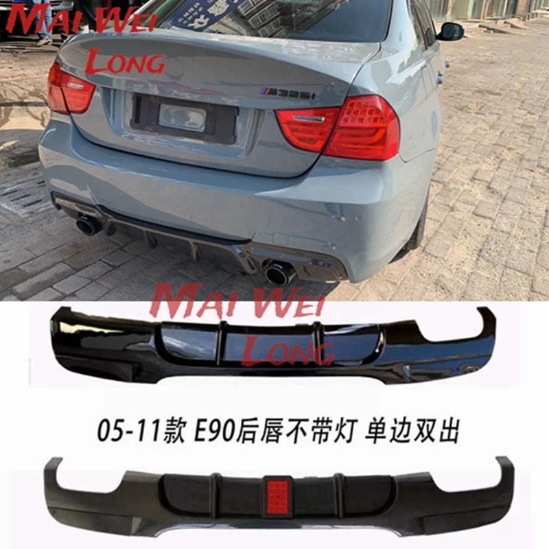 Real ABS bright black with LED lights Rear Bumper Lip Diffuser Spoiler For BMW 3 Series E91 E90 325i 335i M Tech 2005 - 2011