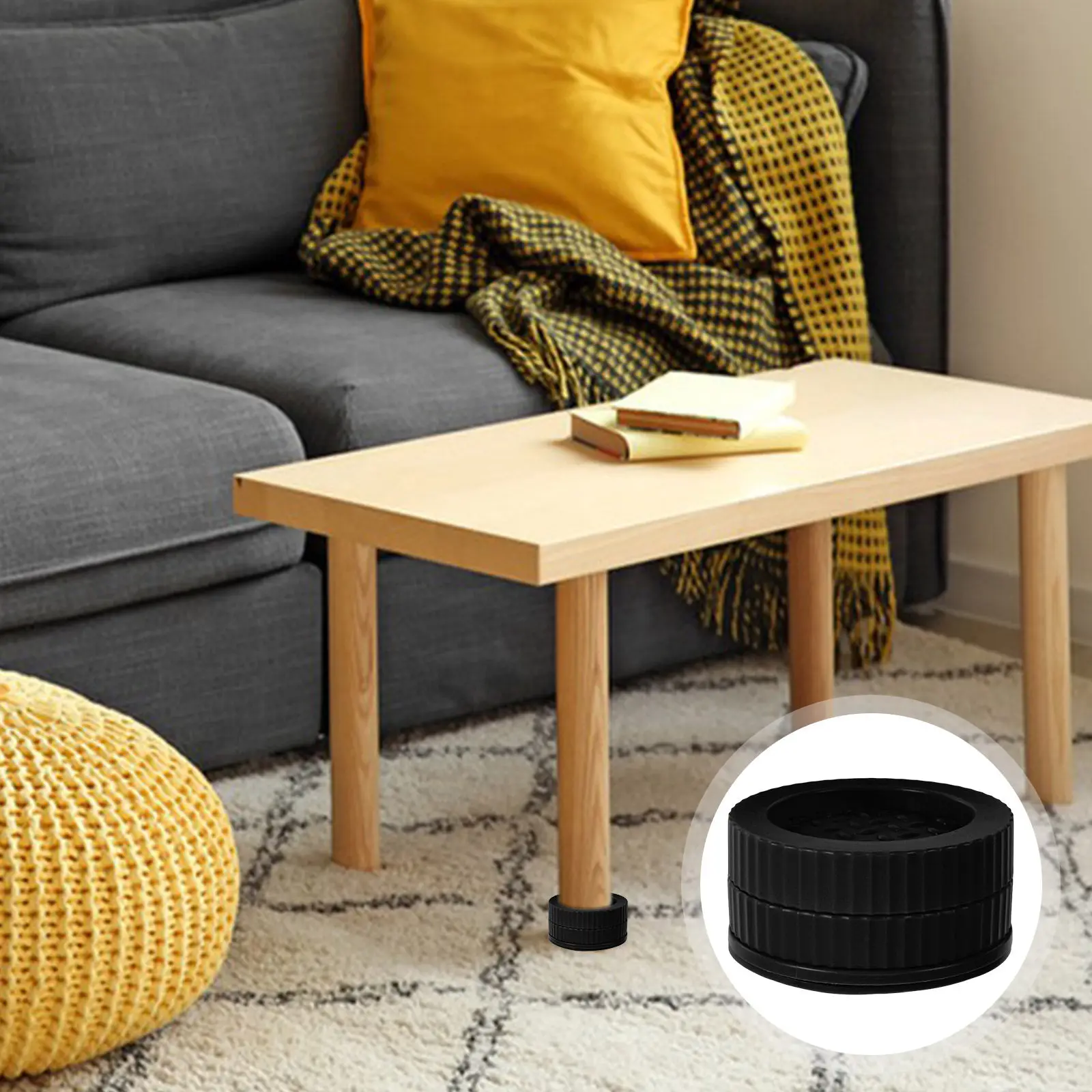 4Pcs Furniture Riser Pads Height Enhancers Nonslip Anti Scratch Furniture Risers for Tables Beds Bed Frame Risers