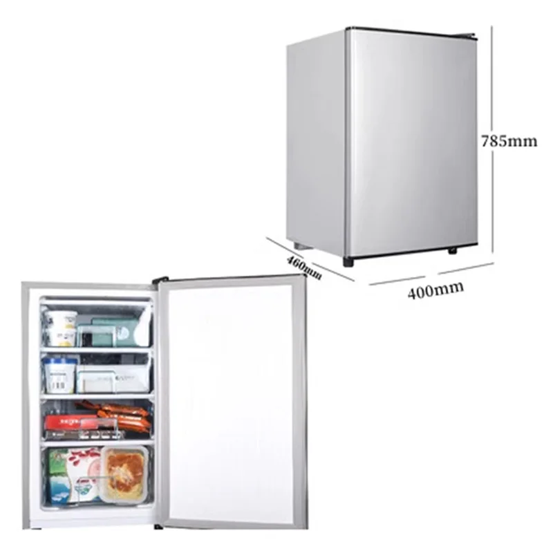 Household refrigerator Single Door Compact Design,Reversible Stainless Steel Door Suitable for Home,Dorm,Apartment