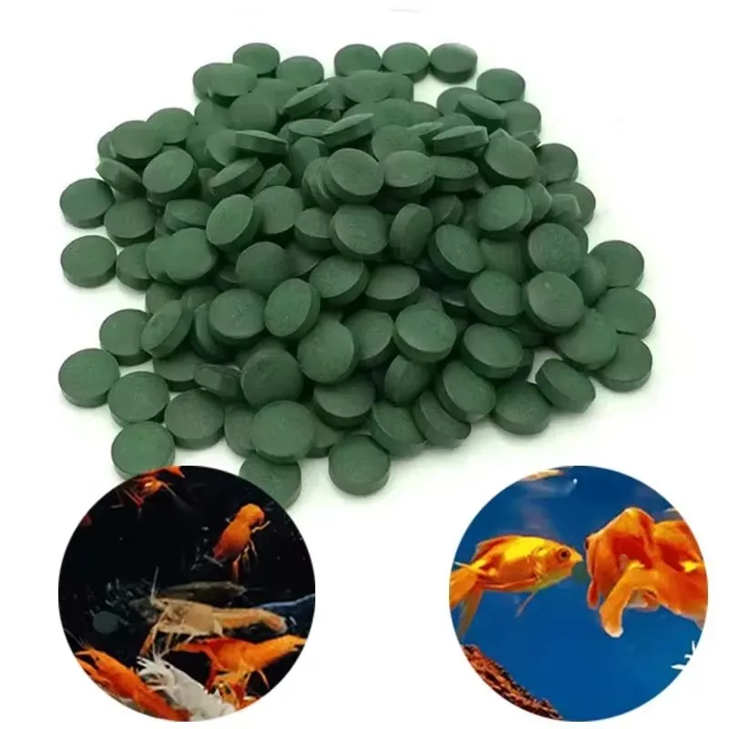 100-1000pcs High Purity Spirulina Tablet Spiral Seaweed Enrichment Favorite Pets Food Fish Crystal Red Shrimp Fish Food Aquarium