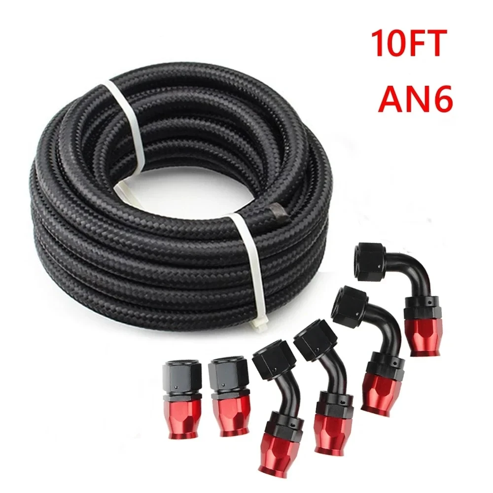3M AN6/AN8/AN10 CPE Olie Brandstof Fittingen Slanguiteinde 0 + 45 + 90 + 180 Graden Olie Adapter Kit AN6 Gevlochten Olie Brandstofslang Lijn Met Klemmen