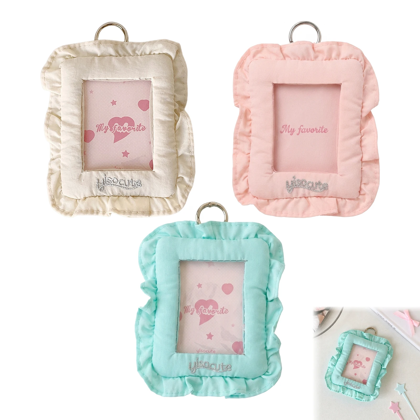 3inch Korean Photocard Holder With Keychain Decoration ID Card Display Protector Picture School Photo Card Student Supplies