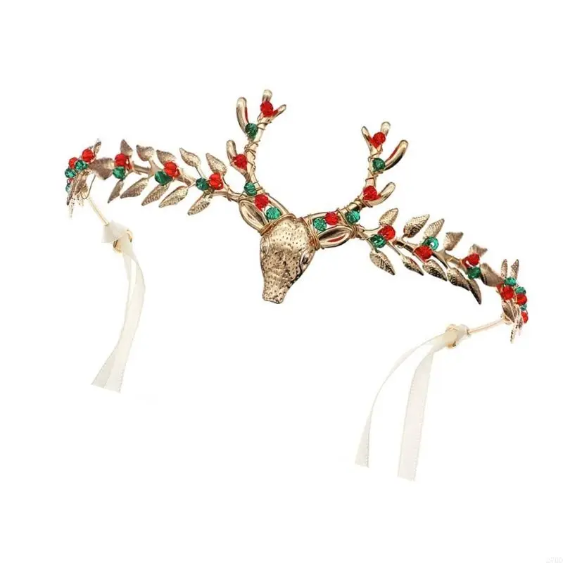 270d Weihnachten Strasssteine ​​Rentierhaarkammfestival Requisiten Haarhoop Holiday Headwear