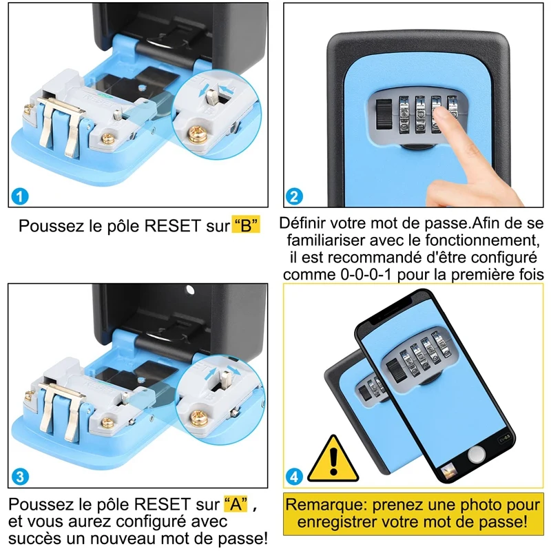Сейф для ключей, водонепроницаемый Сейф для хранения на открытом воздухе, сейф с 4-значным комбинированным кодом, для дома, гаража, школы