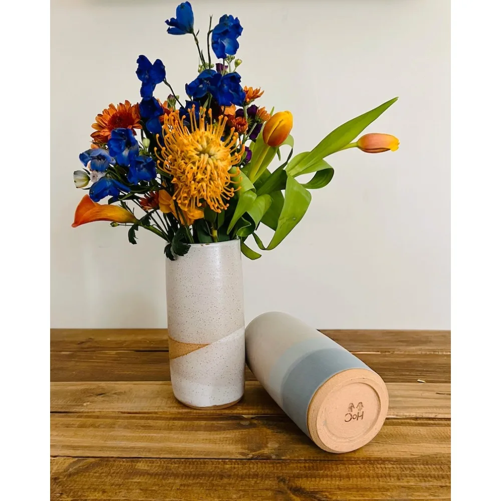 

Criss Cross Vase,Tall Cylinder Handmade Ceramic Color Options,Vase