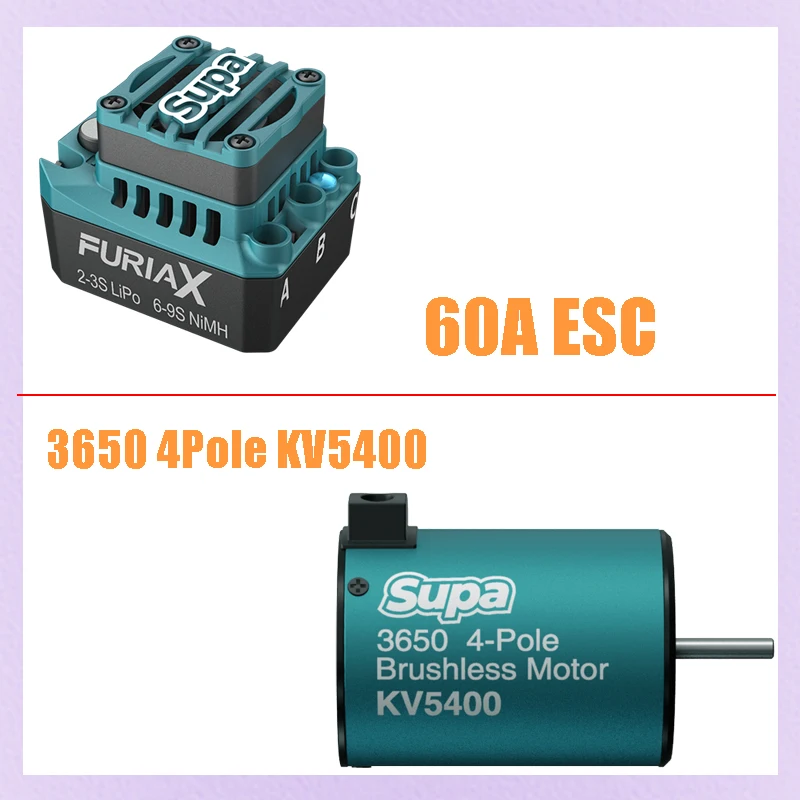 SKYRC FuriaX Supa Combo Supa 3650 4 polos KV5400 Motor sin escobillas y 60A ESC para coches RC SK-300080 SK-400035 piezas de control remoto
