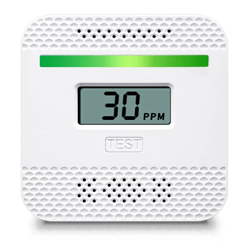 Alarma piezas de monóxido de carbono, dispositivo Detector de CO con pantalla Digital LCD, blanco, portátil, para viaje y hogar, funciona con batería, 1 unidad