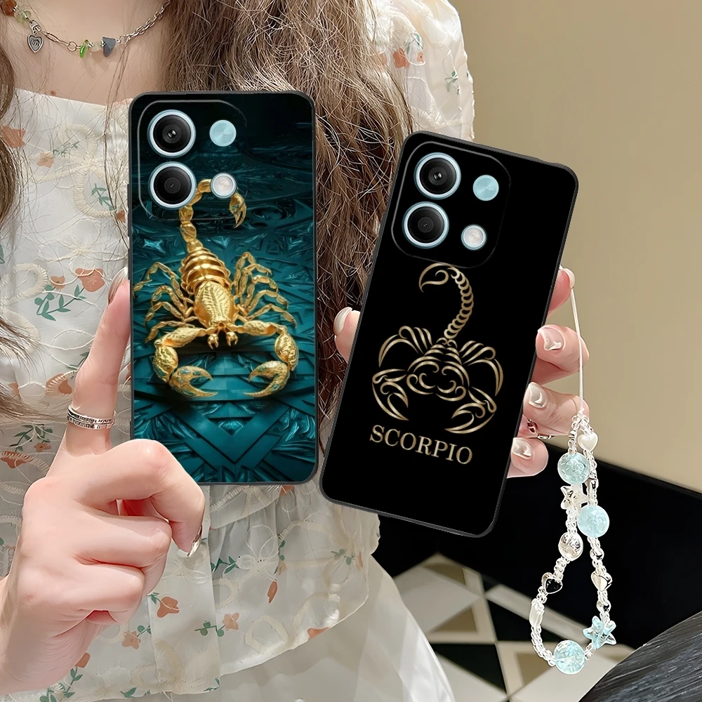 Colored Golden Scorpio Mobile Cell Phone Case for Xiaomi POCO M6 M5 M4 M3 X6 X5 X4 X3 F6 F5 F4 F3 F2 C40 Pro GT 5G Black Cover