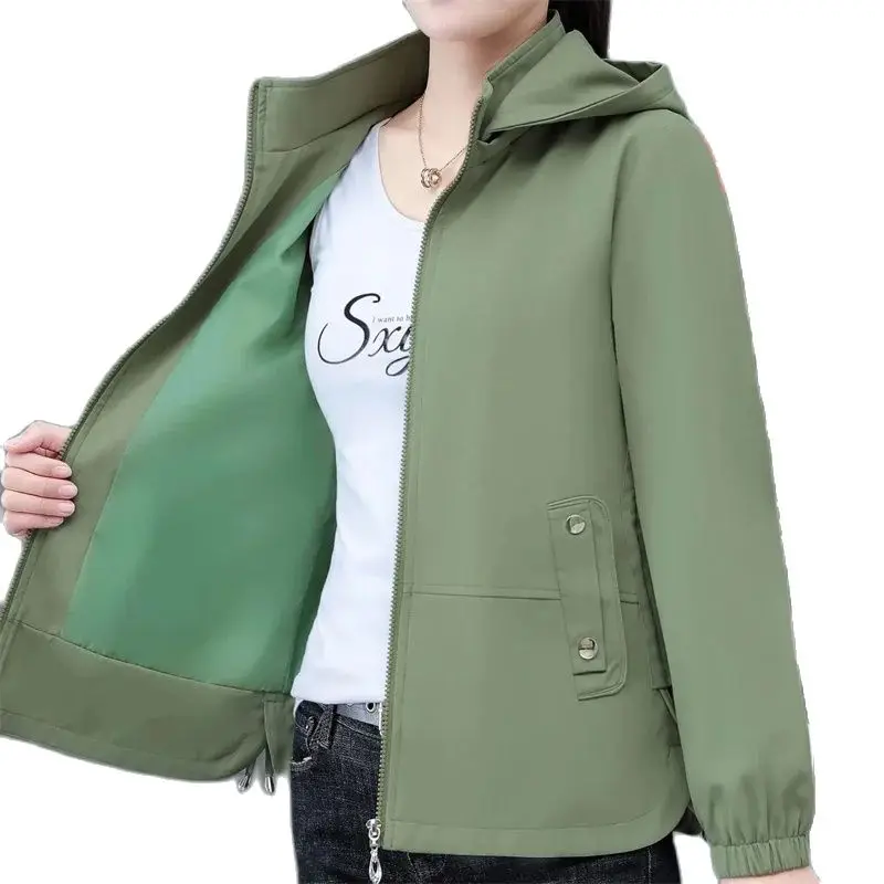 Spring Autumn Women\'s Coat 2024 New Sports Jacket Fashion Joker Windbreaker High Quality Hooded Detachable Overwear Female Tops