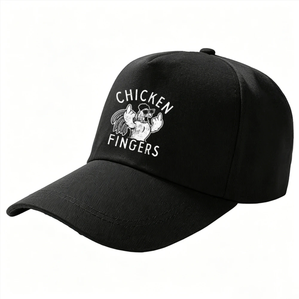Chicken Fingers Funny Rooster Middle Finger Print Baseball Cap Adjustable Dad Hat Novelty Humor Slogan Trucker Hat Sun Gift Cap