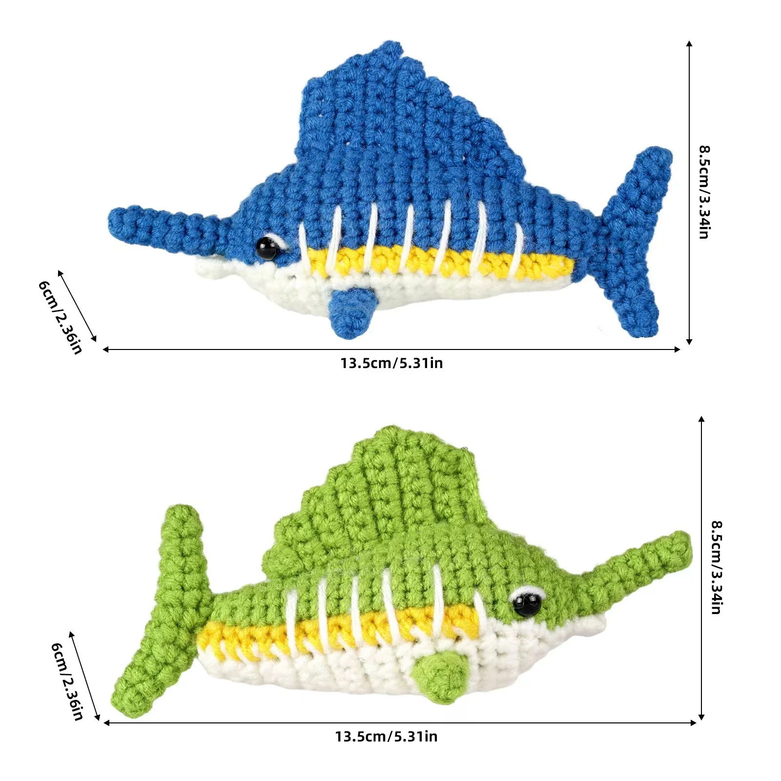 Adorable Shark Amigurumi Crochet Kit for Beginners - DIY Fabric Craft with Step-by-Step Video Tutorials