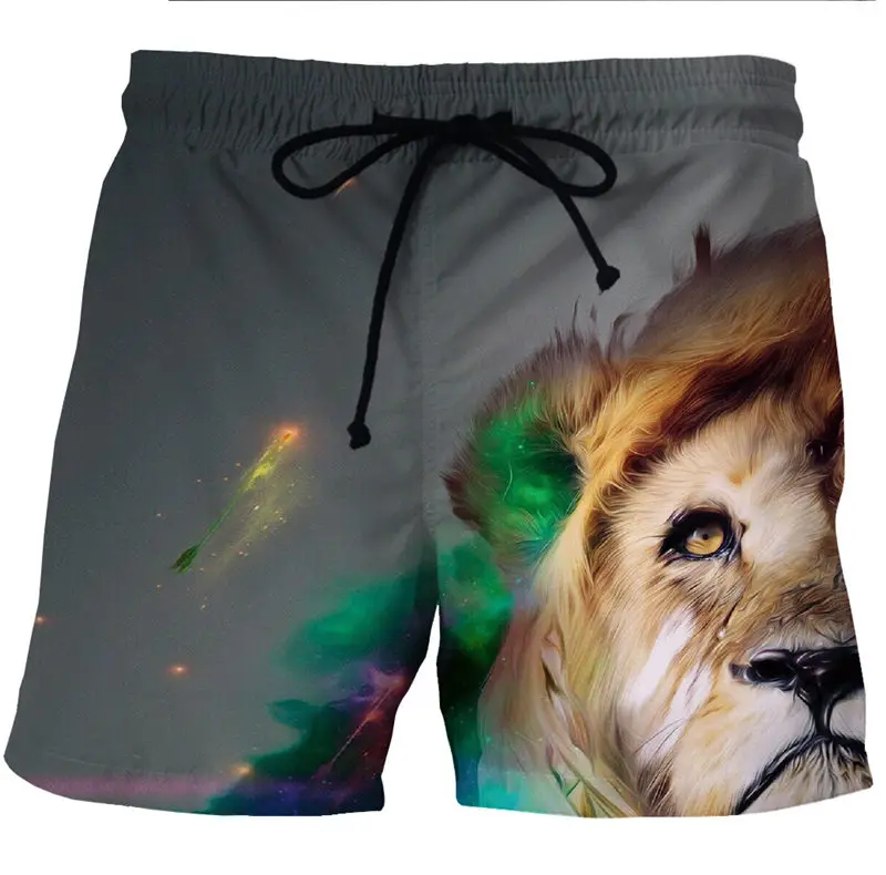 Men\'s Swimwear Fire Tiger/Lion 3d Surfing Board Short Kids Beach Shorts Men Trunks Masculina Swimsuit Sports Pants Briefs Boy