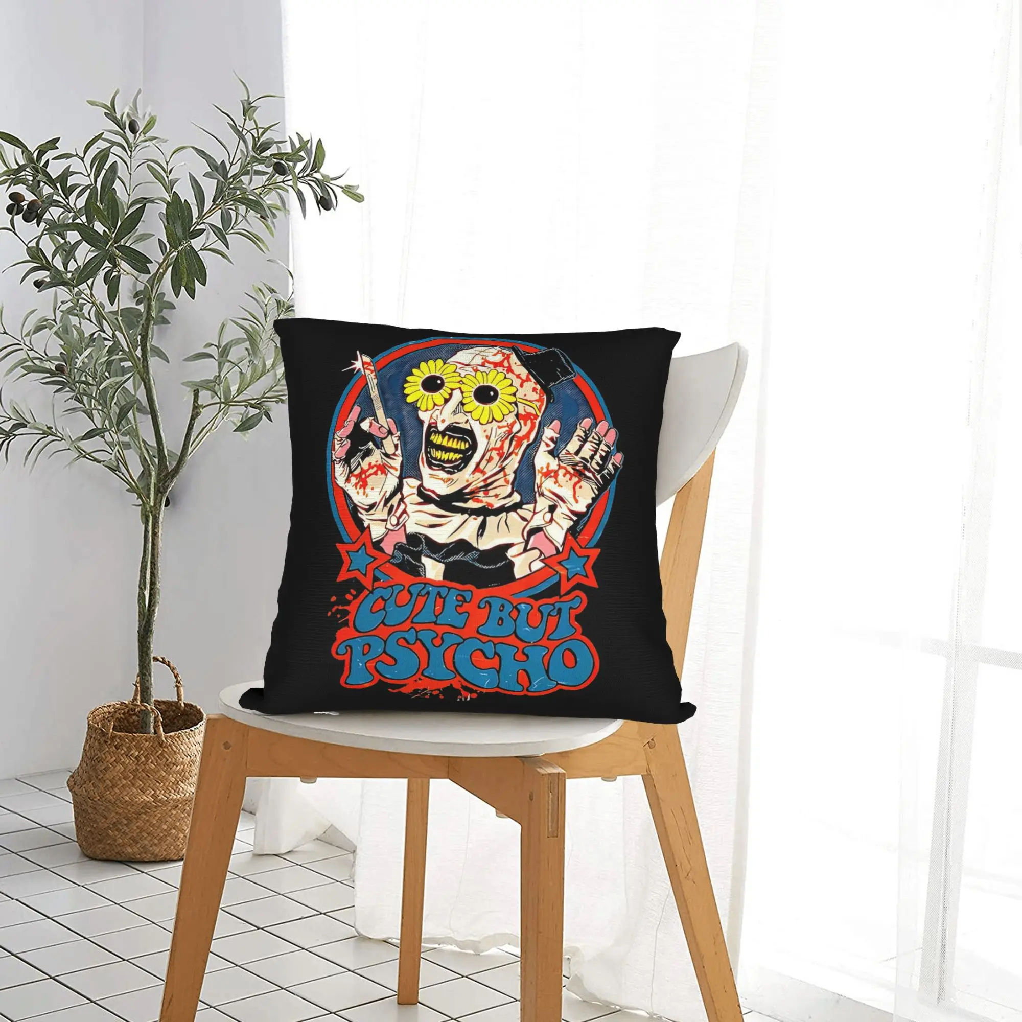Art The Clown Terrifier Pillowcase Double-sided Printing Cushion Cover Decoration Halloween Pillow Case Cover Bedroom Square