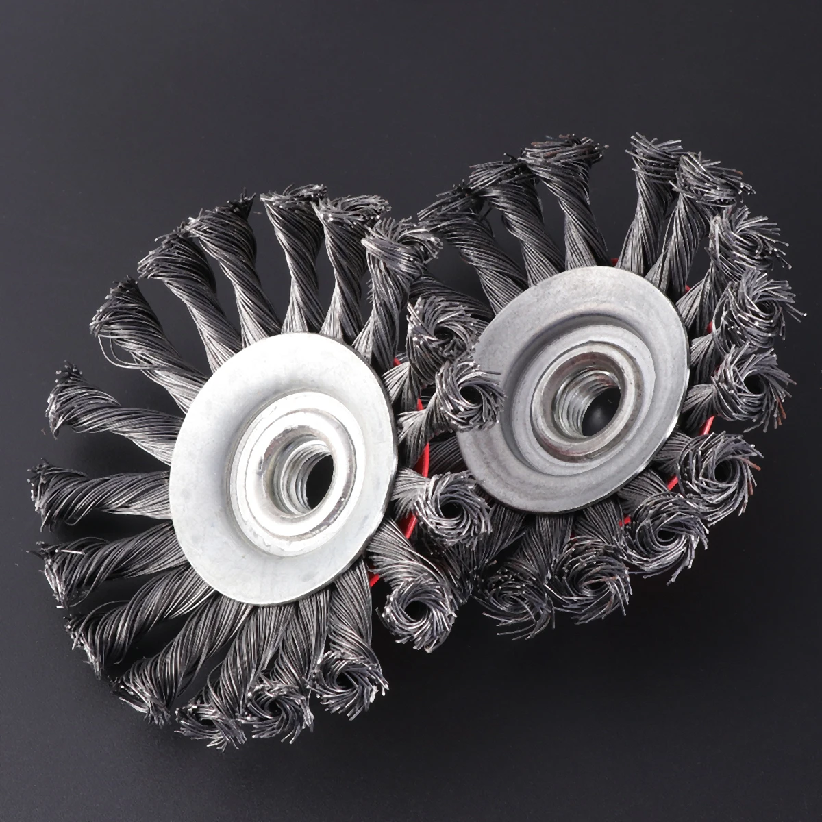 

2pcs 4 Inch Steel Wire Wheel Brush Grinding Polishing Derusting Grinding Wheel Rotary Brush Set For Automobile