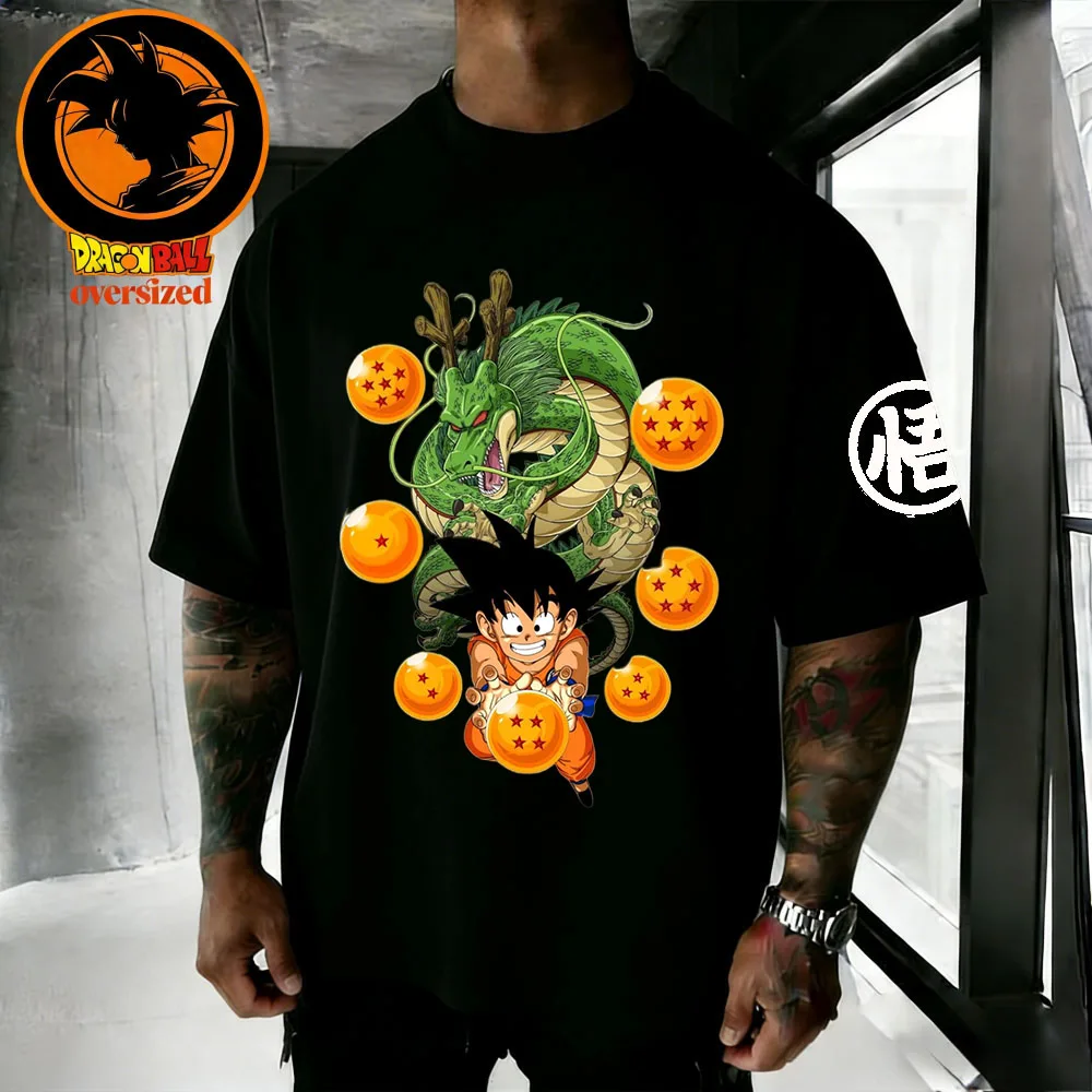 2026 Sommer Dragon Ball Retro Fitness-T-Shirt aus reiner Baumwolle für Herren, Übergröße, kurzärmelig, Unisex, Freizeit-T-Shirt