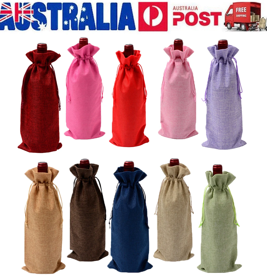 

10 Pcs Bottle Bags Cloth Drawstring Storage Wedding Gift Party Reusable Durable Stretchy Neck Jewelries Keys Holder