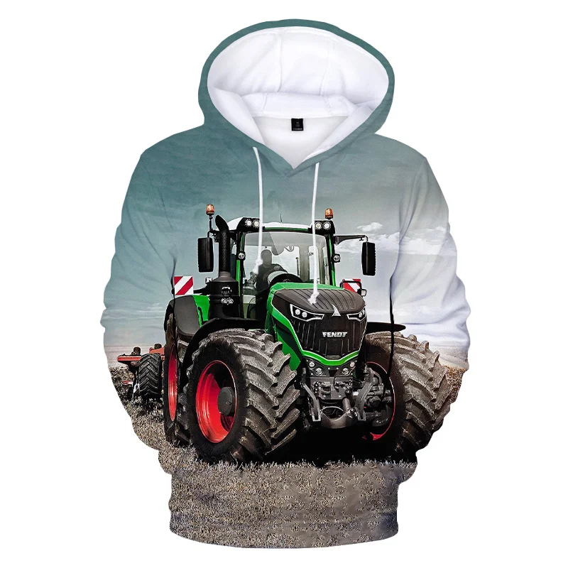 

Tractor Graphics Hoodie Men 3D Printed Pullover Hoodies Long Sleeves Sweatshirt Autumn Spring Cool Street Tops Clothing Coat