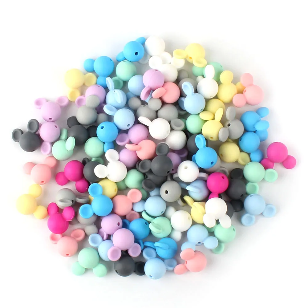 10Pcs Focal Silicone Beads Cartoon Mouse For Jewelry Making Keychain Necklace Make Bracelets Lovely KeyChain DIY Accessories