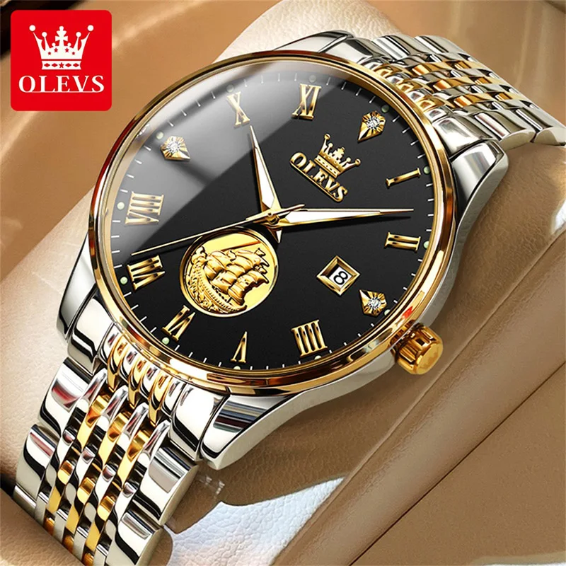 

OLEVS Luxury Brand Men Clock Smooth Stainless Steel Mechanical Men Watch Fashion And Casual 2024 New Style Relogio Masculino