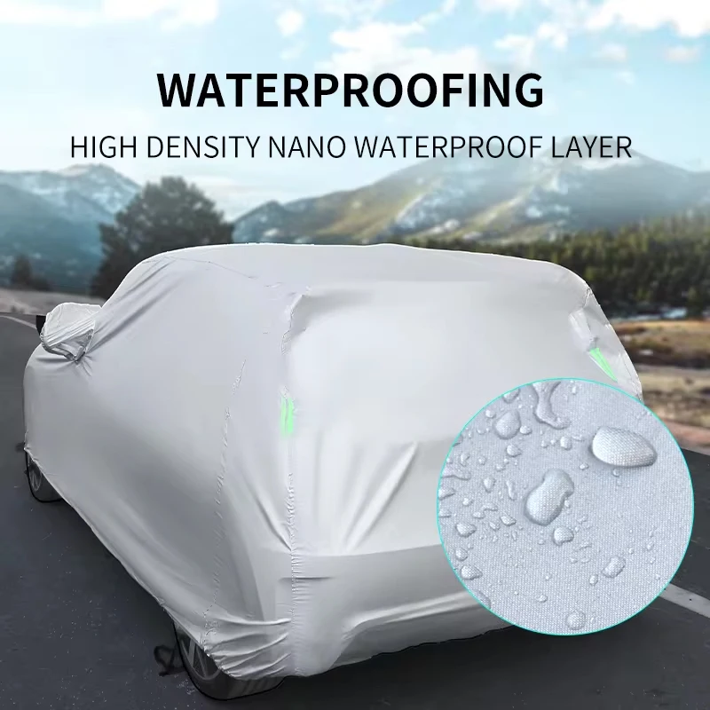 غطاء سيارة خارجي كامل غطاء ثلج خارجي مقاوم للماء والغبار مع شرائط عاكسة لـ Changan E Star #4