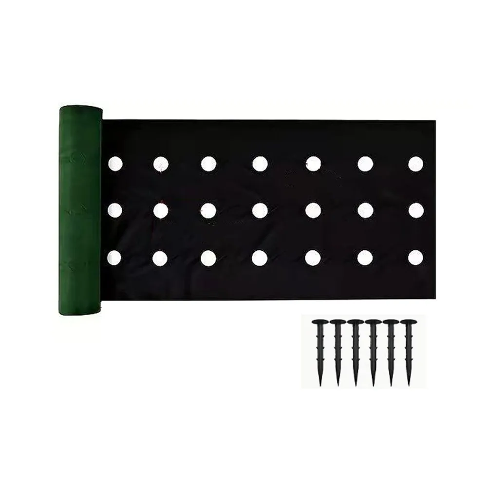 Pre-punched Holes Perforated Grass Proof Cloth Double Layer Biodegradable Weed Proof Cloth with Ground Nails