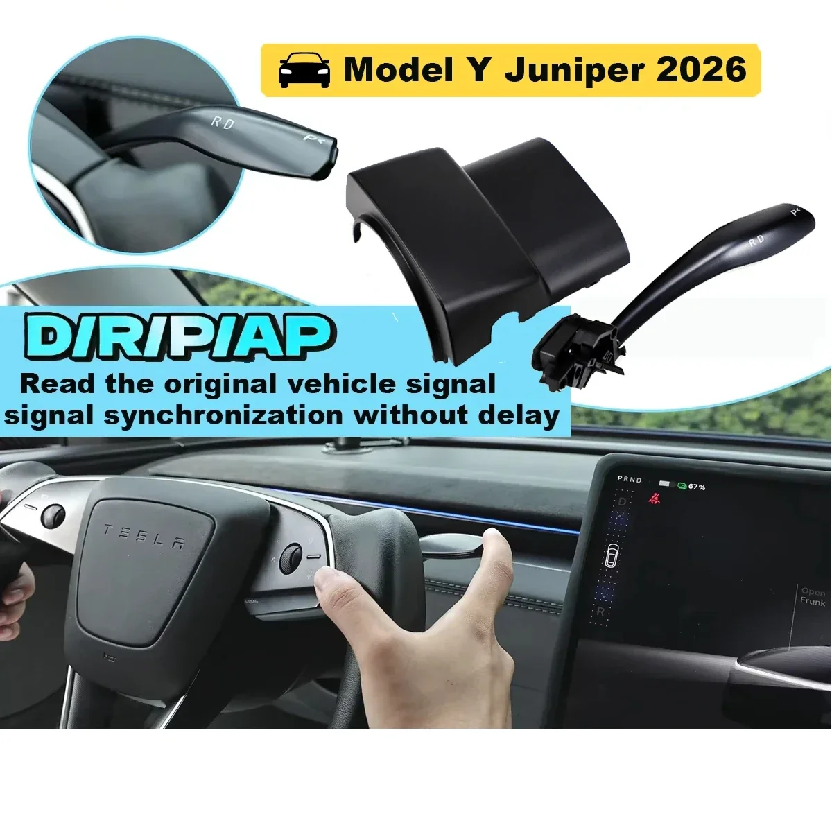 Gear Shift Stalk Right Side Lever Physical Shifter Handle D P R Indicator Upgrade Kit for Tesla Model 3 Highland Model Y Juniper