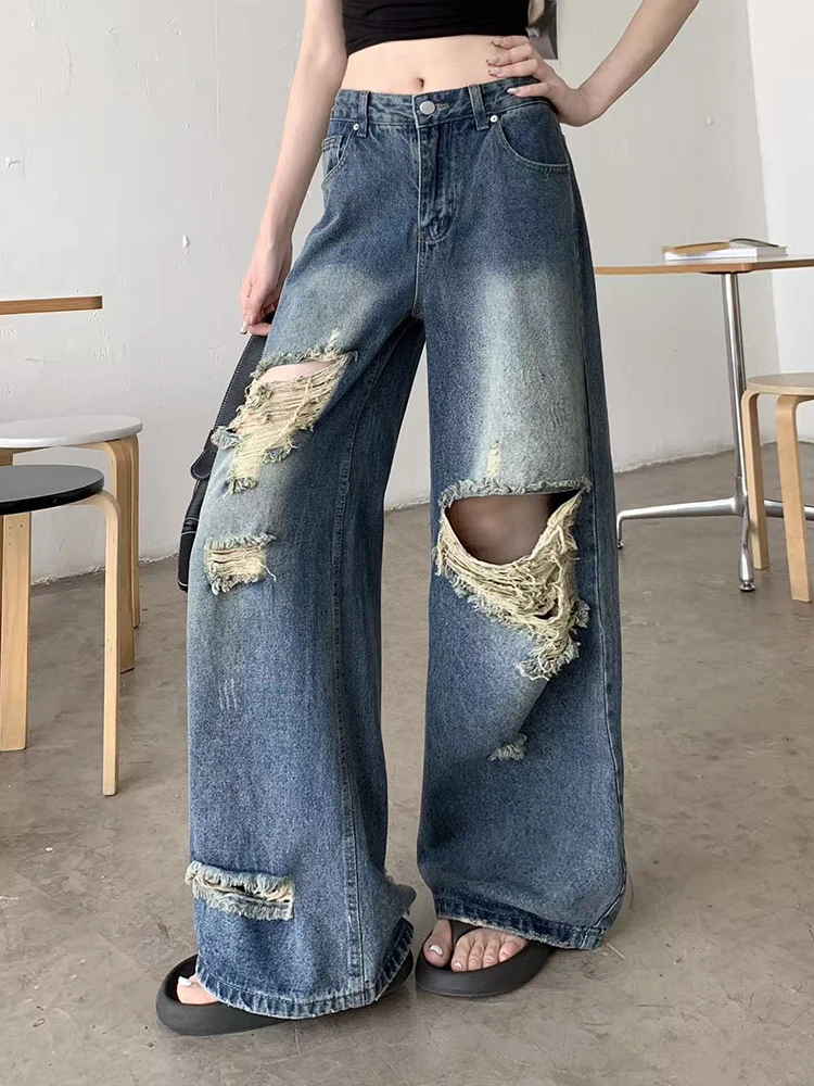 

Gothic Baggy Jeans Trousers With Shiny Stones Gym Fitness Workout Sport Active Female Denim Fashion Comfortable Breathable