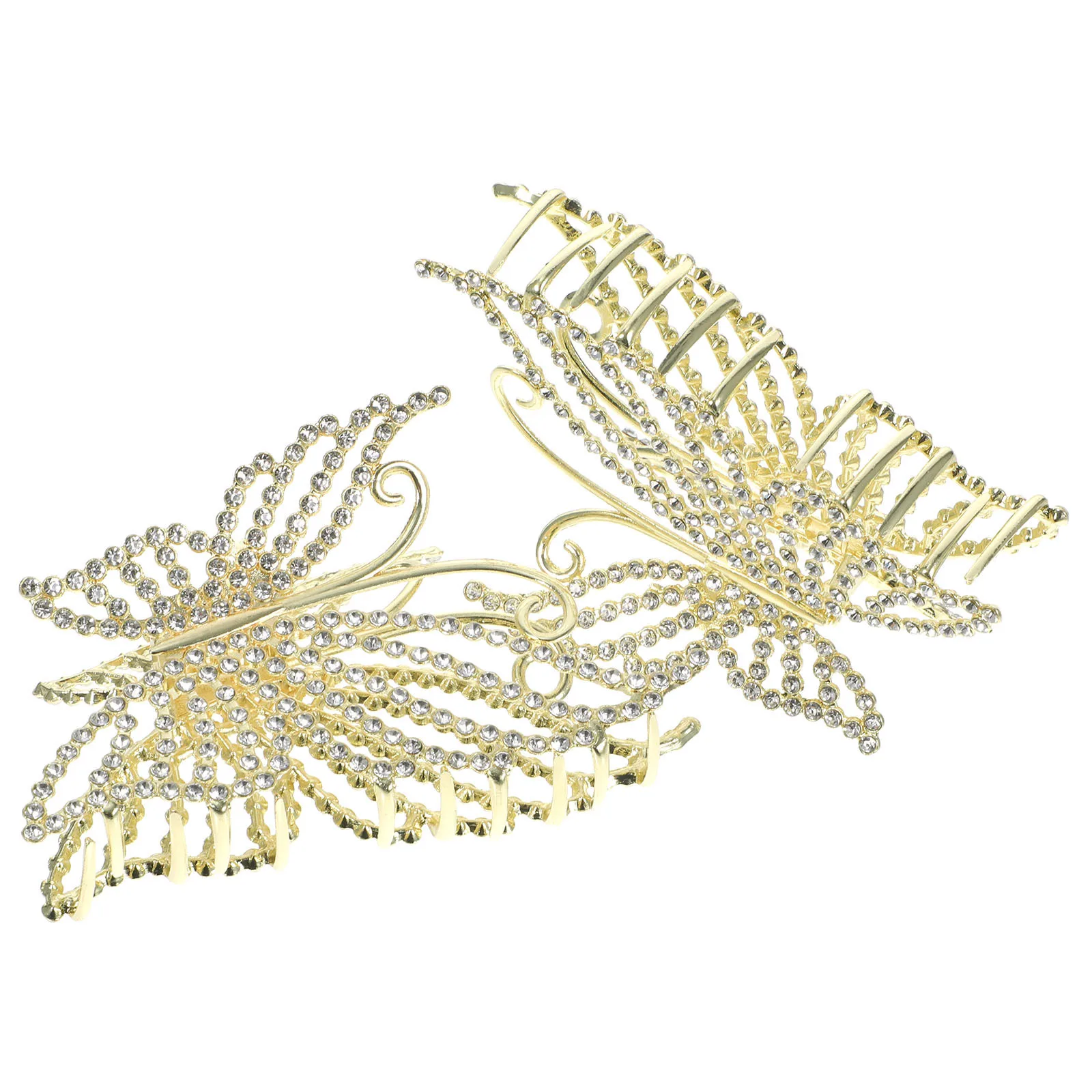 

2pcs Butterfly Claw Clips Rhinestone Pearl Bling Large Jaw Clamp For Thick Hair Women Party Banquet Hair Styling Tool