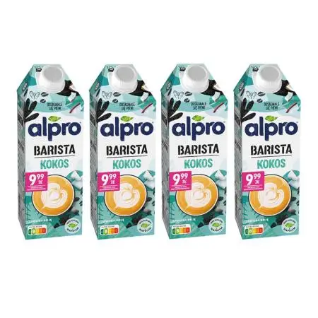 Alpro Coffee Barista Juego de bebidas de soja y calcio y coco 4x750 ml