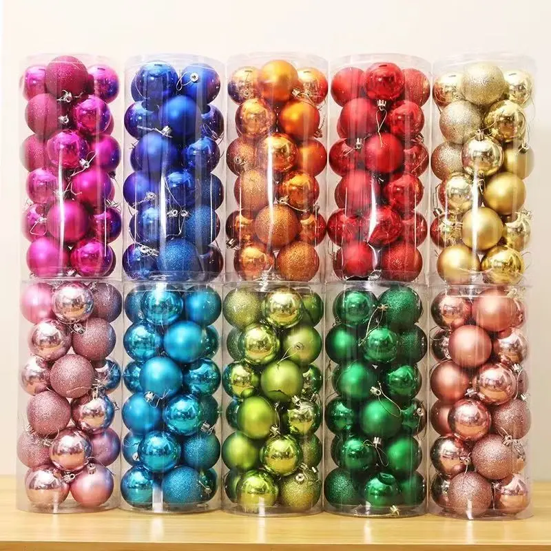 12-24 Uds. De bolas de Navidad de 3/4/6/8cm, adornos colgantes para árbol de Navidad, colgantes para fiesta en casa/decoración de Año Nuevo, bola roja
