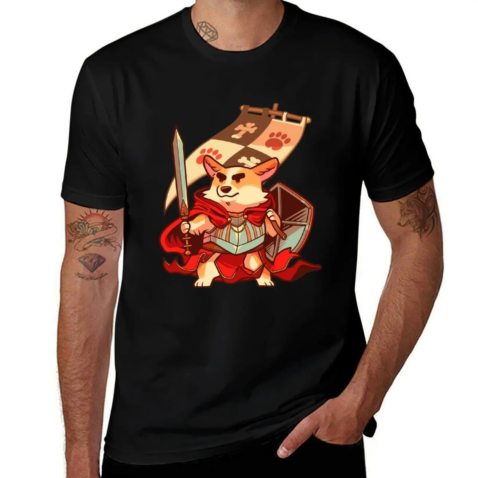 

Corgi knight T-Shirt funny t shirts dark humor cotton tshirt 100% T-Shirt