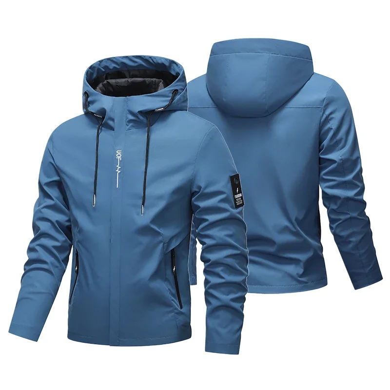 

Men's Autumn Hooded Jacket Outdoor Quick Dry Sports Hiking Waterproof Jackets Climbing Hooded Coats Men Lightweight Windbreakers