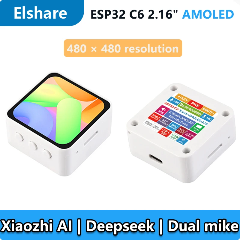 

ESP32-C6 2.16inch AMOLED Display For Xiaozhi AI Development Board 2.16 inch TouchScreen Deepseek 480×480