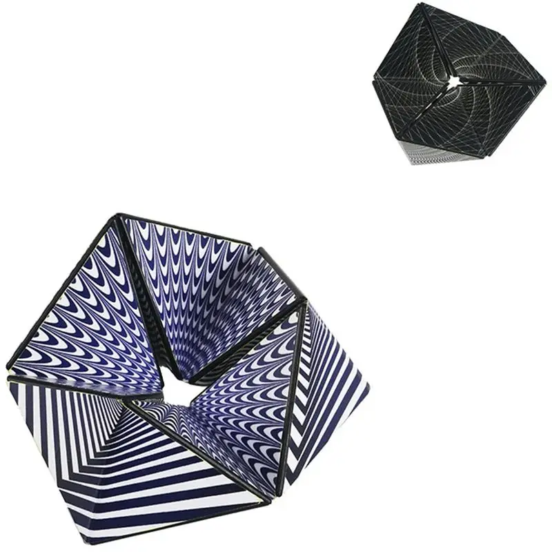 Infinite Flip 3D Geometric Stress Relief Cube Magnetic Fold Visual Illusion Transform Fidget Gadget Office Desktop Anxiety
