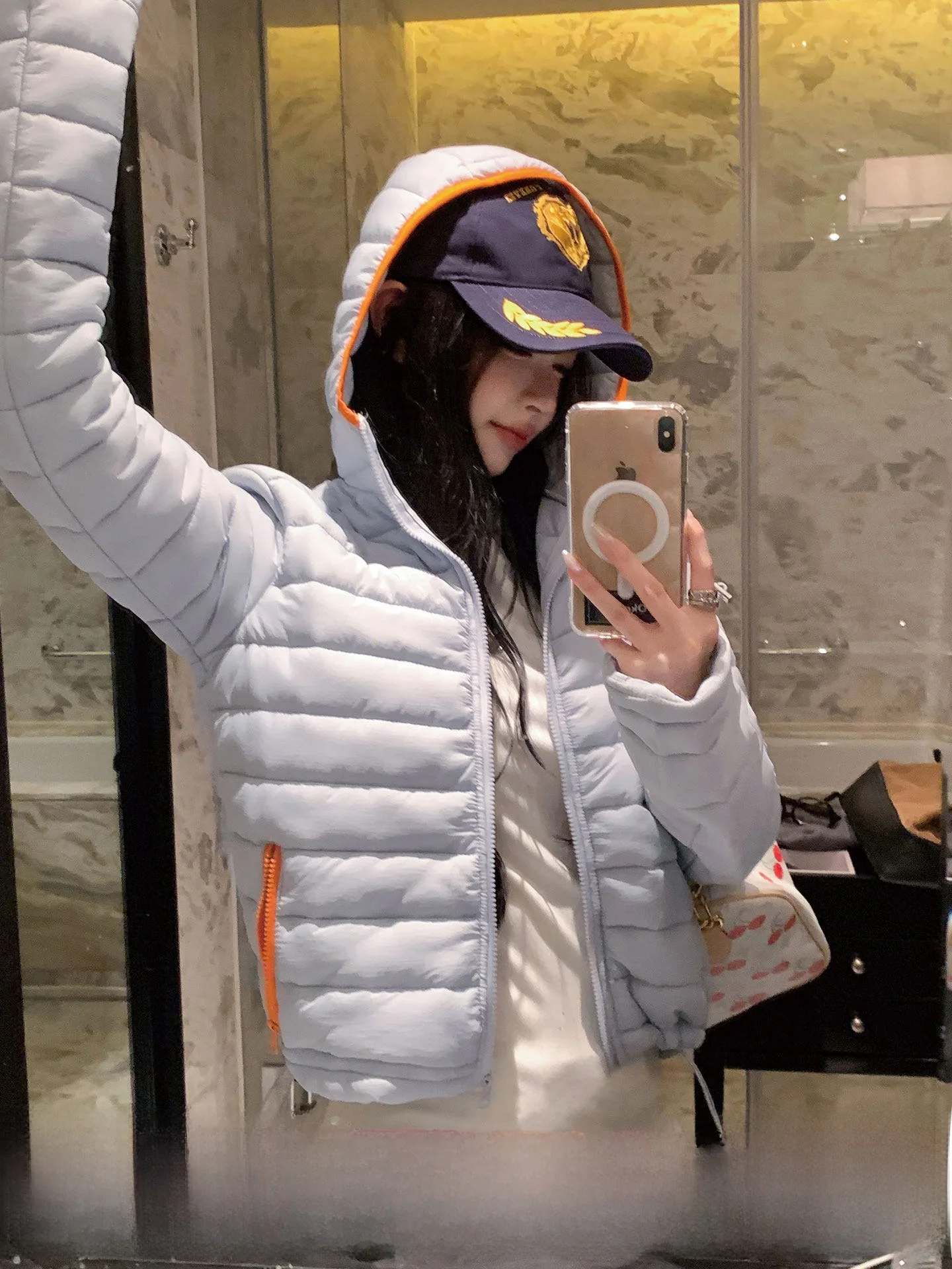 

Okaaay Ice Mountain Sunrise ort Loose Women's Cotton Jaet Winter Warm Color Blo Hoodie Casual Sle Long Sve Coat